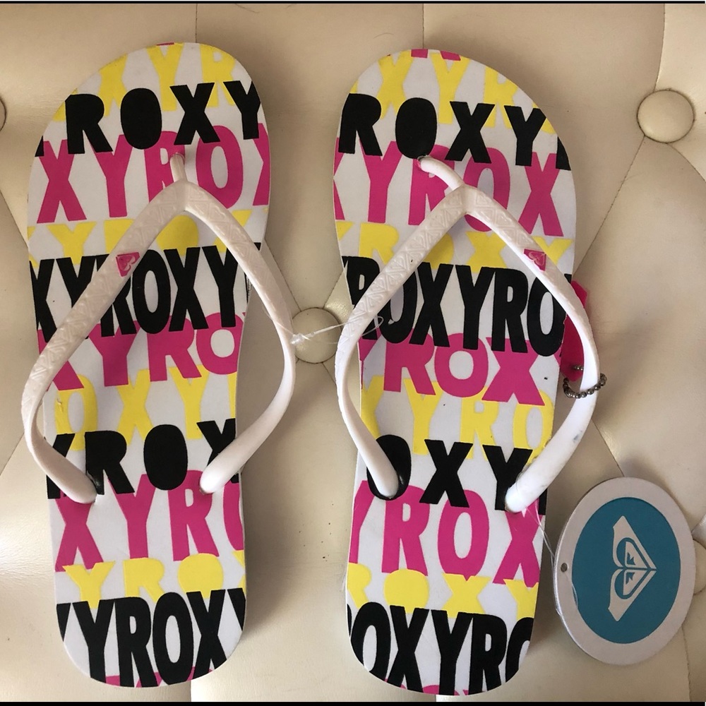 Roxy White Black multicolor Flip-flops